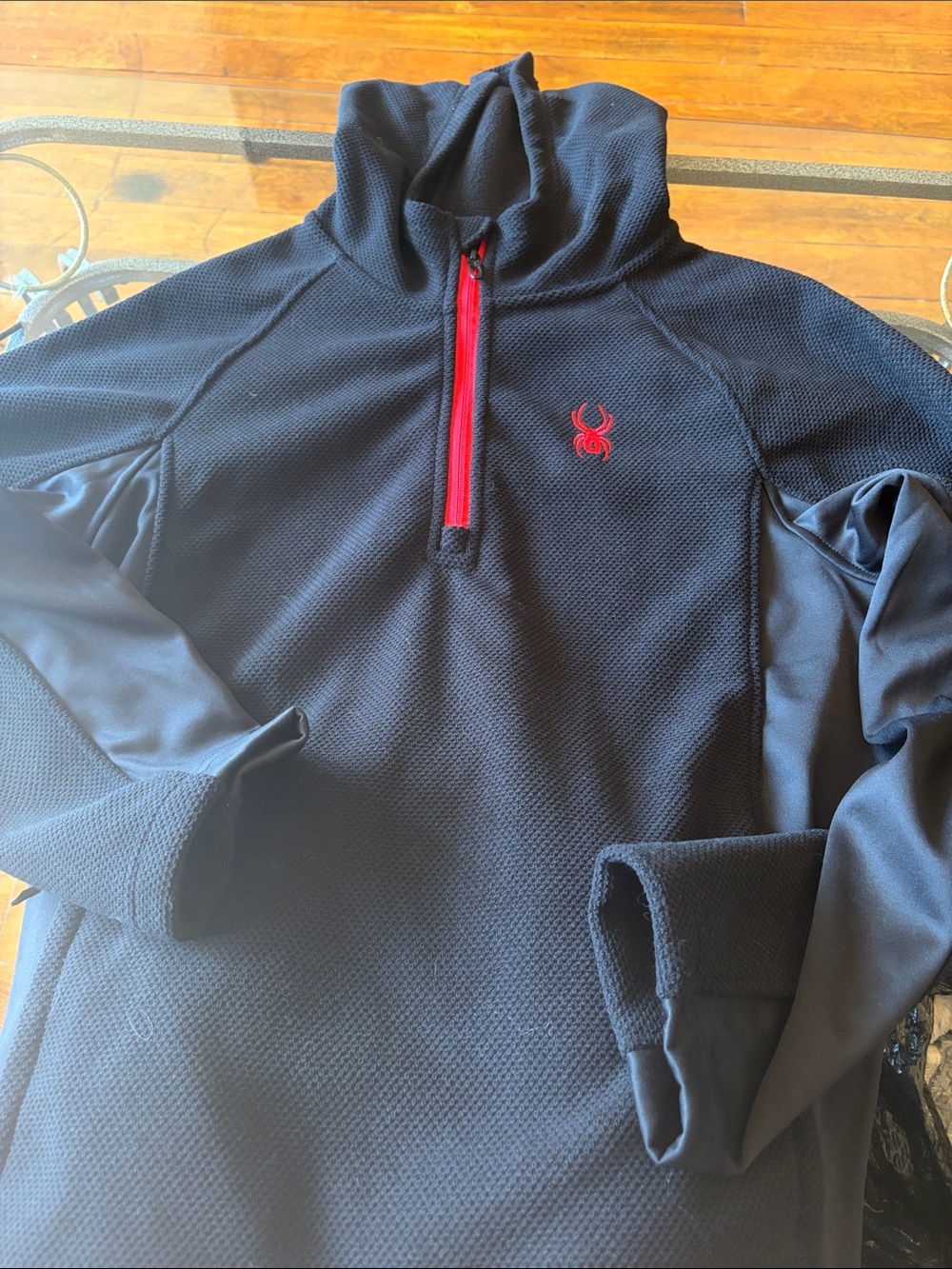 Spyder Men’s Black Performance Quarter-Zip with Red Accents